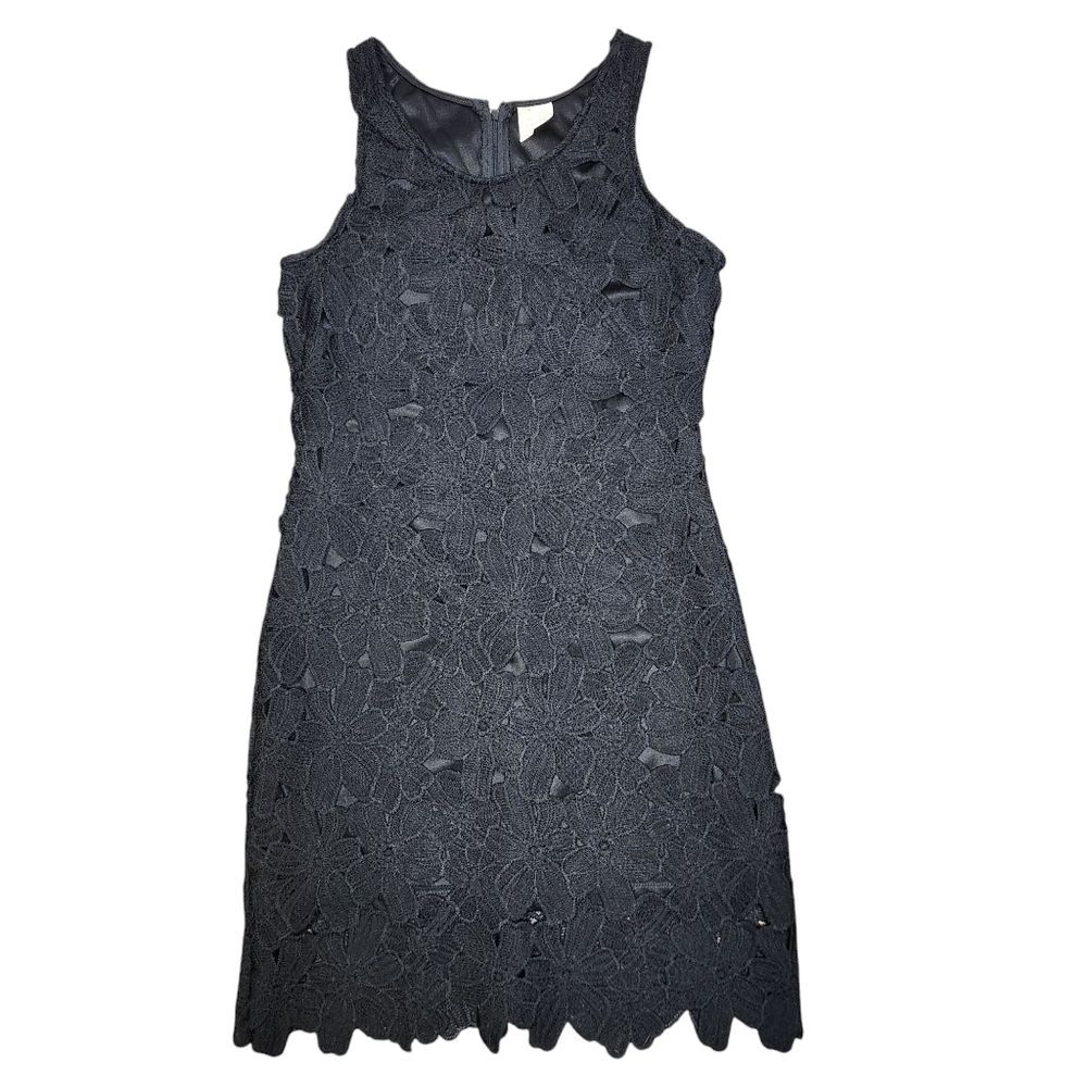Japna Sheath Black Lace Dress Floral Embroidered Short Sleeveless Whimsigoth M